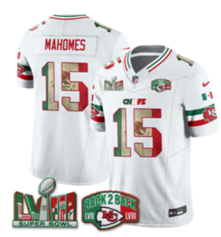 Men Kansas City Chiefs #15 Mahomes White Nike NFL Jersey 101202